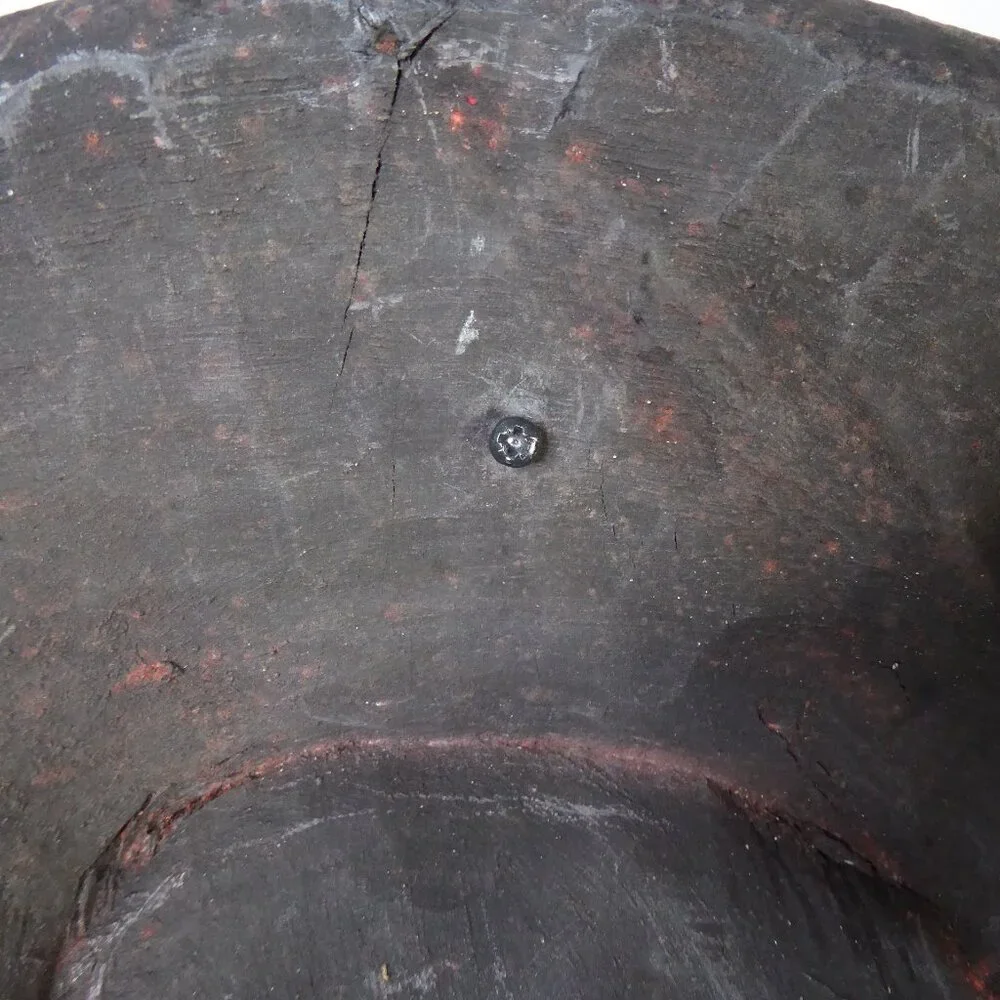 VINTAGE 13.5” NEPAL SMILING SKULL SKELETON HAND CARVED WOOD MASK WALL HANGING - Picture 7 of 8